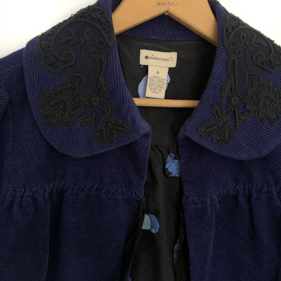 Anthropologie Elevenses Corduroy Lace Crop Jacket - Picture 4 of 7